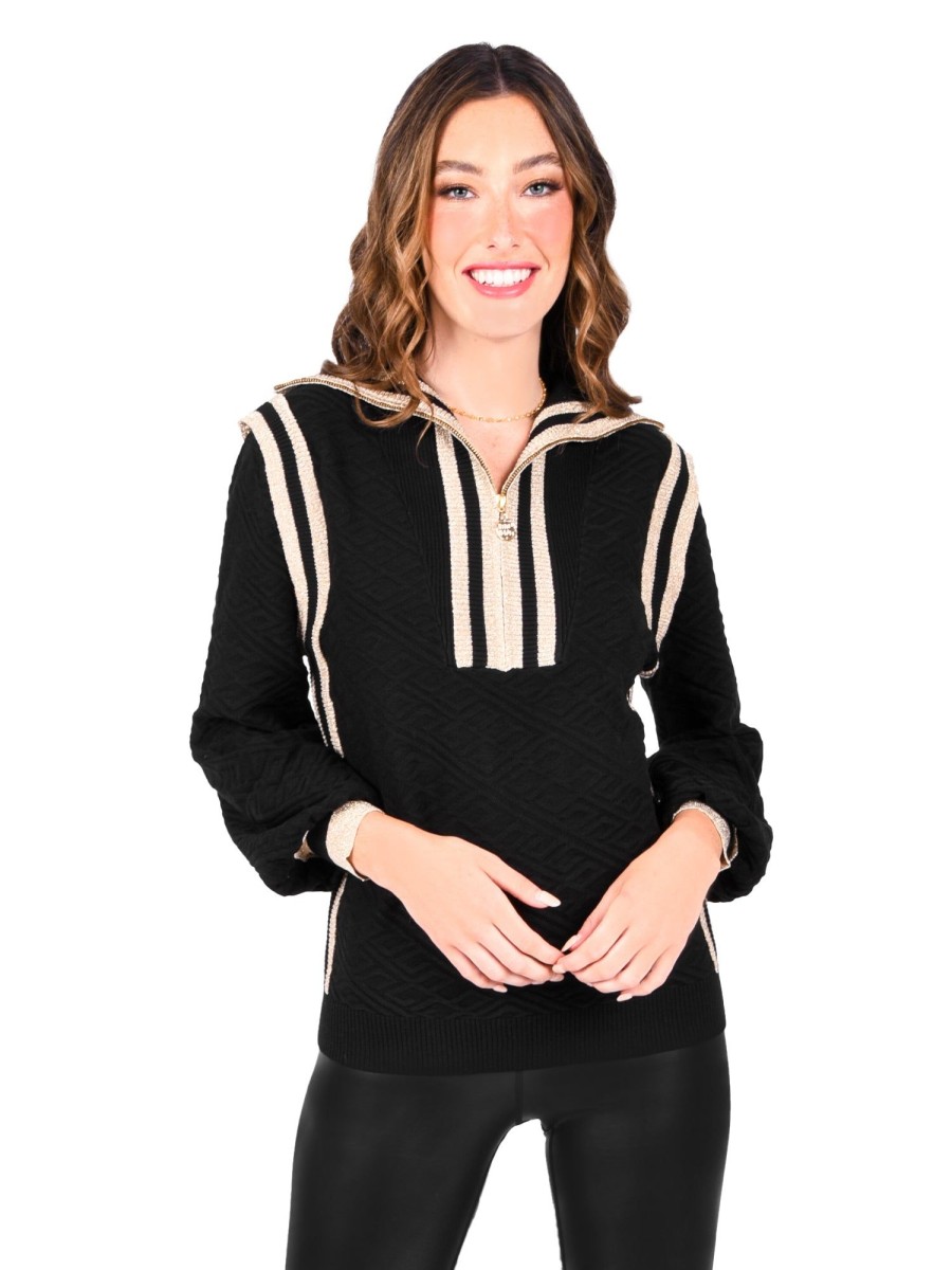 Women Emily McCarthy Sweaters & Outerwear | Poppy Pullover Sweater-Black Monogram