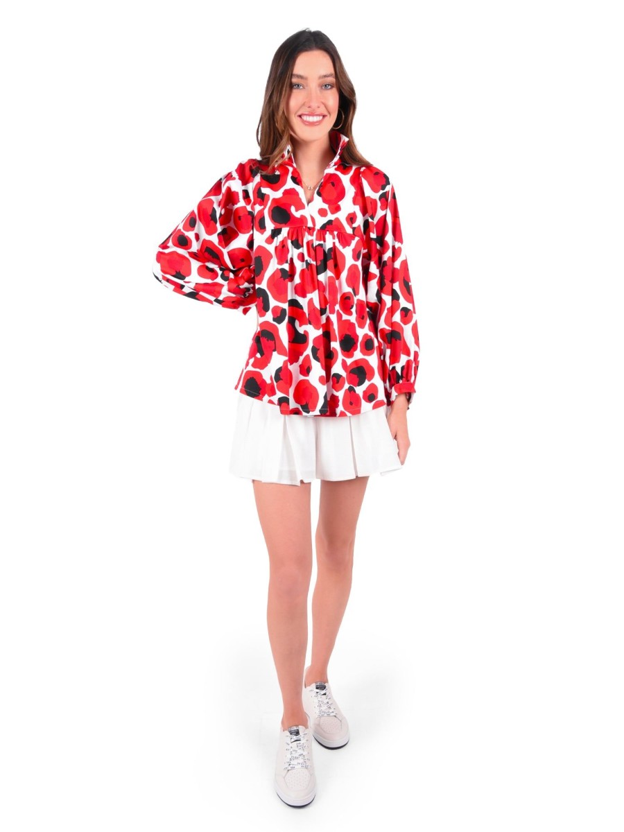 Women Emily McCarthy Tops | Stella Top-Red Collegiate Cheetah