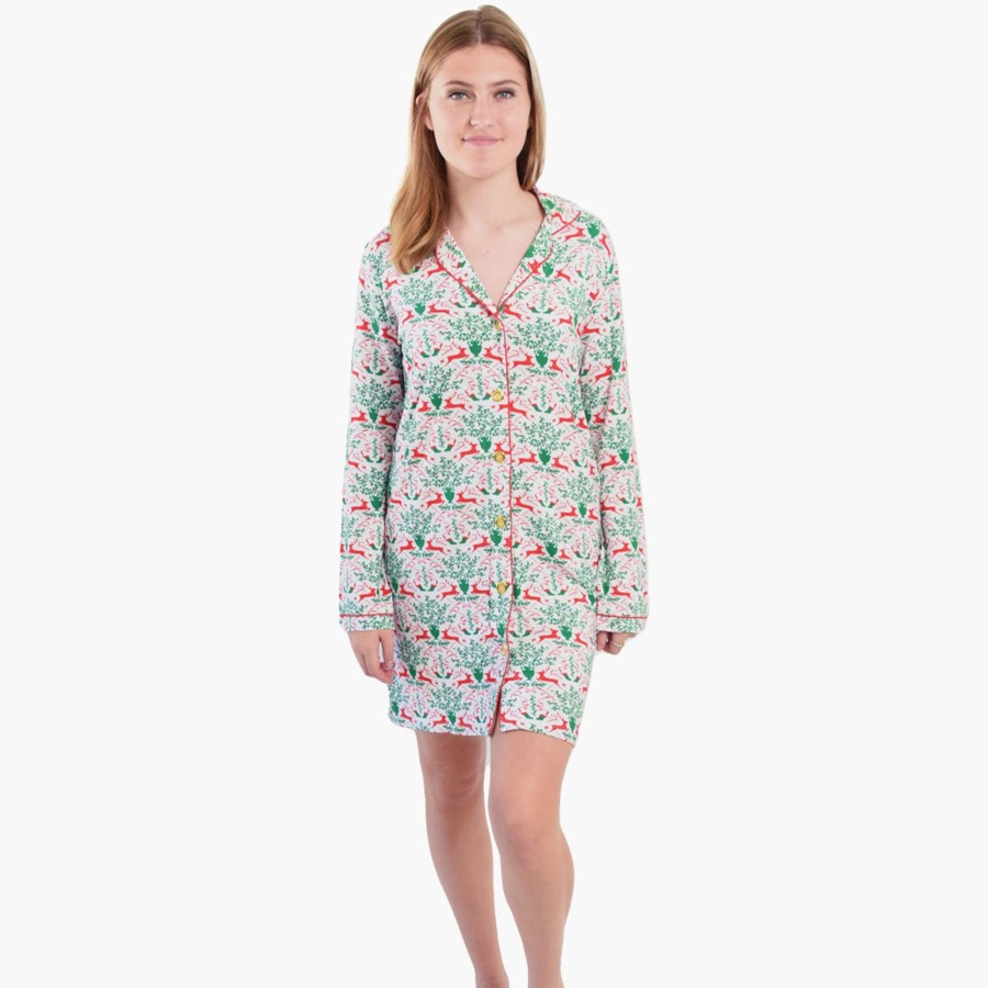 Women Emily McCarthy Sleepwear | Royal Reindeer Night Shirt