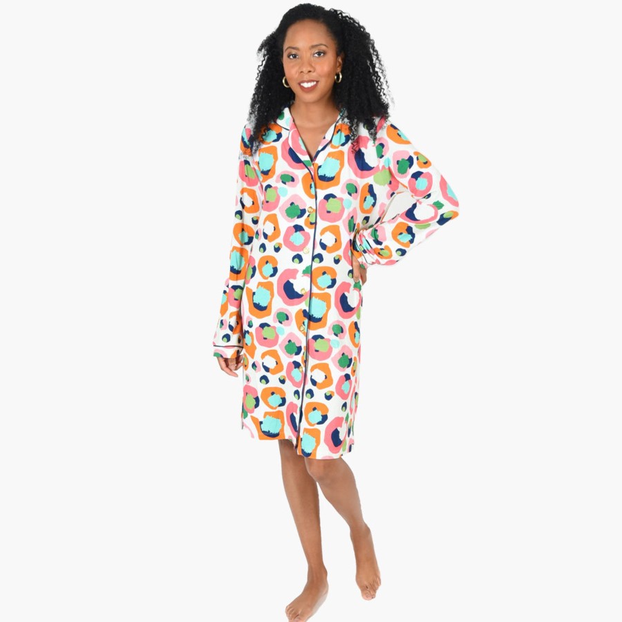 Women Emily McCarthy Sleepwear | Multi Spot Cheetah Night Shirt