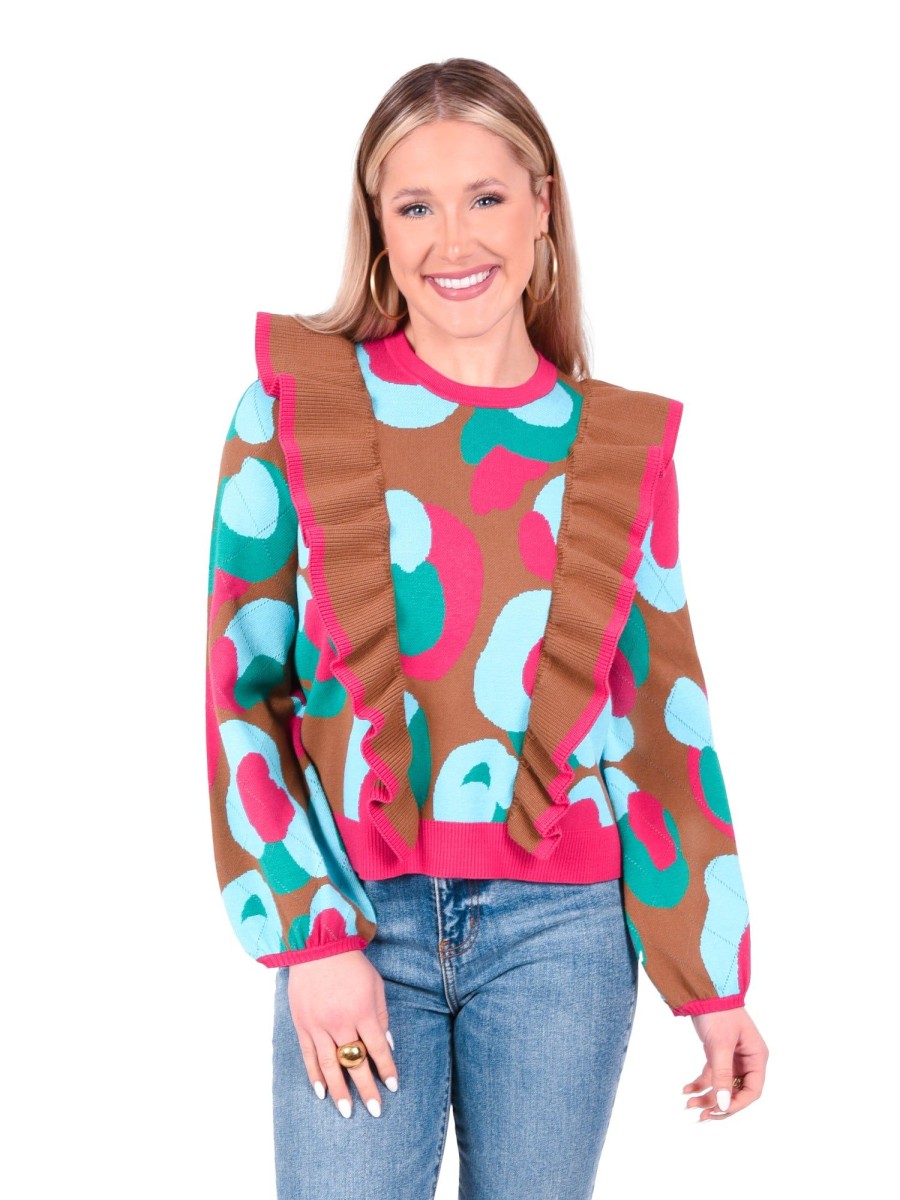 Women Emily McCarthy Sweaters & Outerwear | Lillian Sweater-Meadowbrook Spot Cheetah