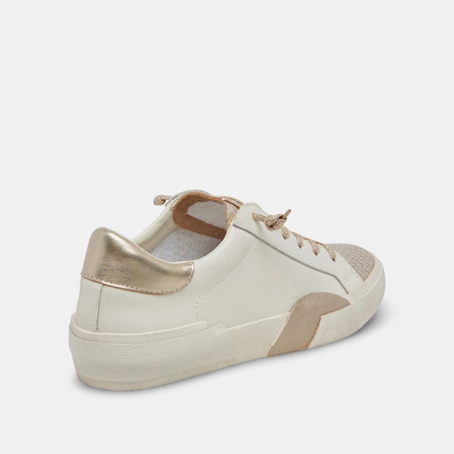 Women Dolce Vita | Zina Sneaker In White/Gold Leather