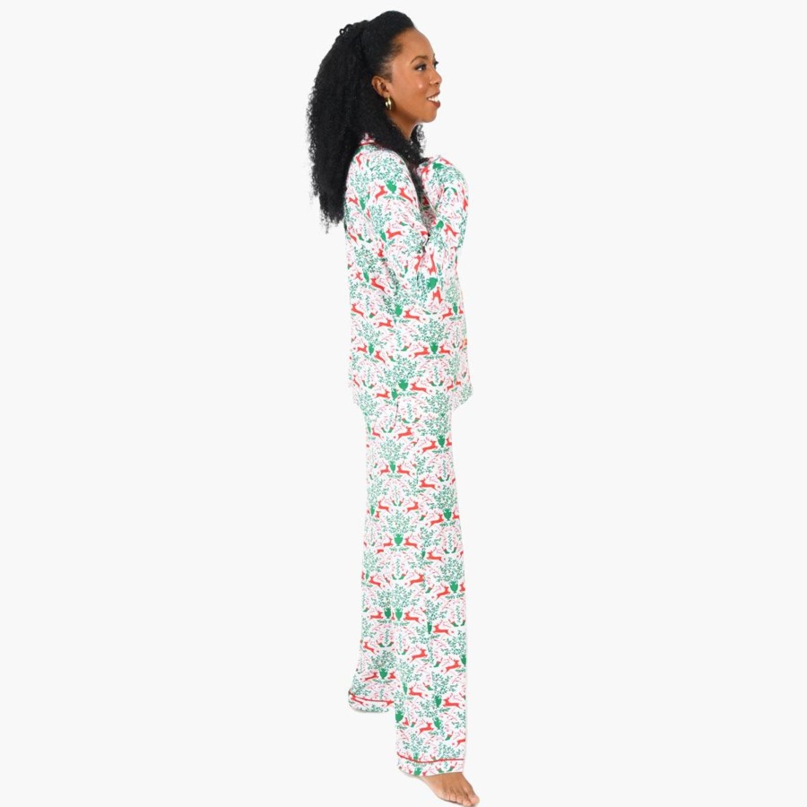 Women Emily McCarthy Sleepwear | Royal Reindeer Long Sleeve Pajama Set