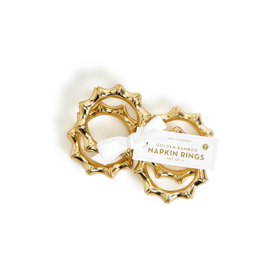 Home Two's Company | Golden Bamboo Napkin Rings