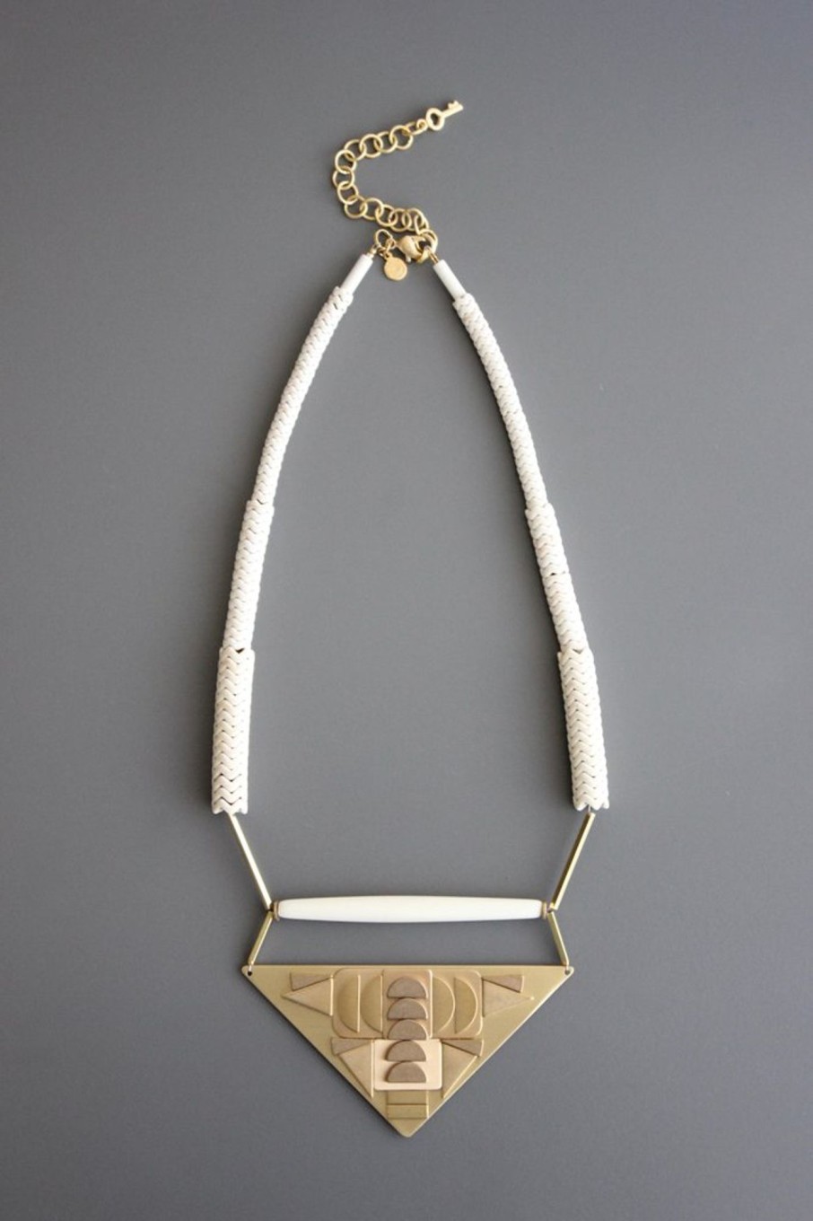 Women David Aubrey Jewelry | Geometric White Stone Triangle Necklace