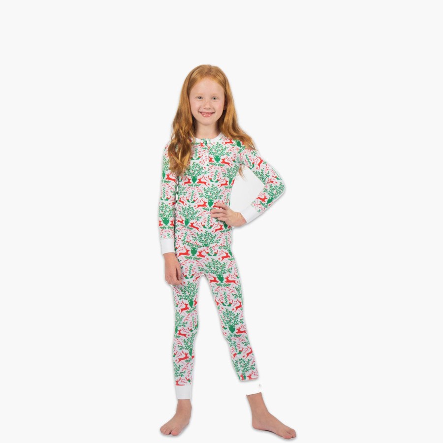 Women Emily McCarthy Sleepwear | Royal Reindeer Kids Long Sleeve Pajama Set