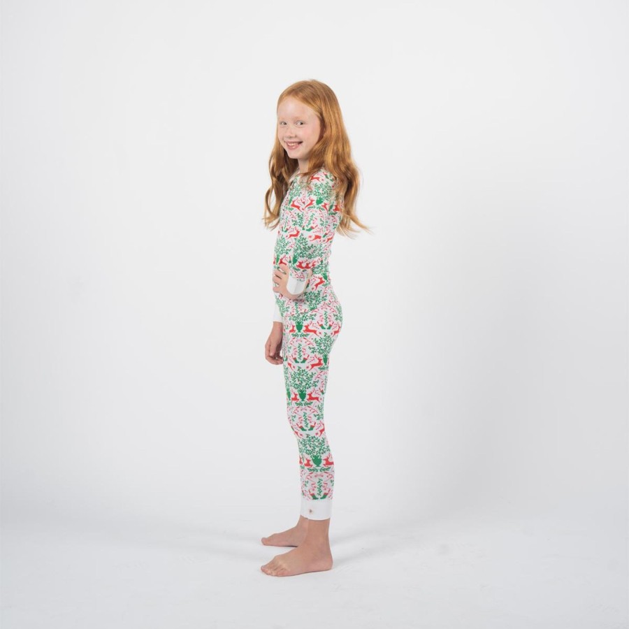 Women Emily McCarthy Sleepwear | Royal Reindeer Kids Long Sleeve Pajama Set