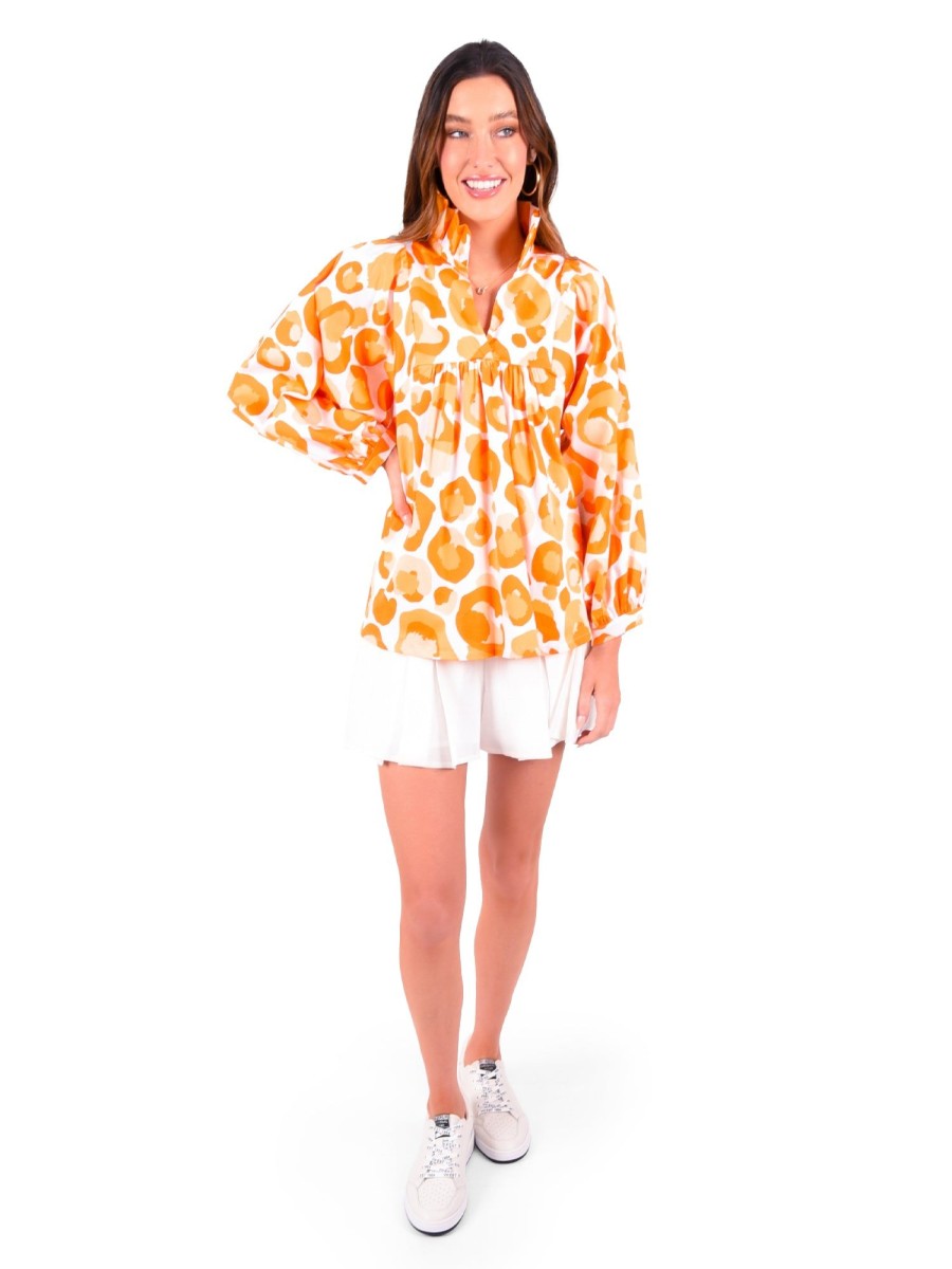 Women Emily McCarthy Tops | Stella Top-Orange Collegiate Cheetah