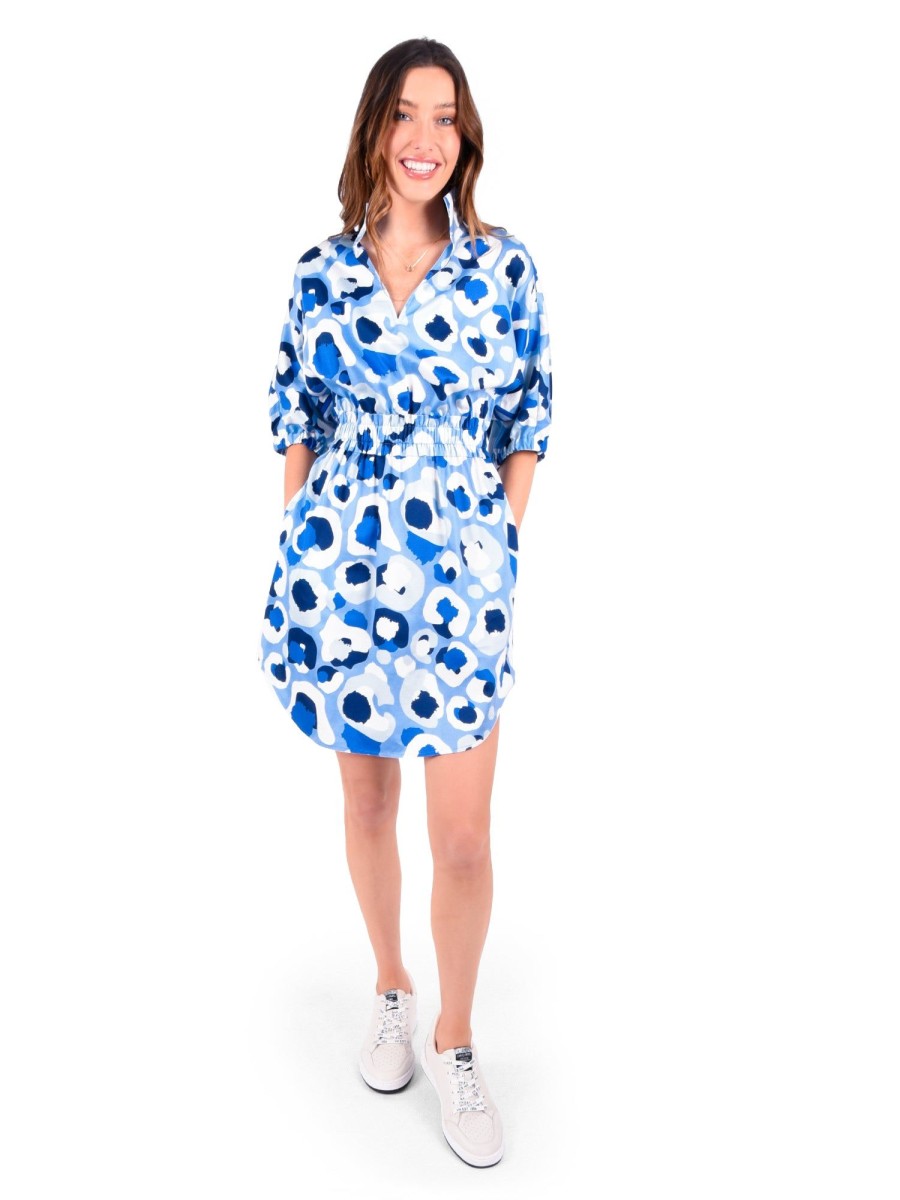 Women Emily McCarthy Dresses | Palmer Dress-Blue Collegiate Cheetah